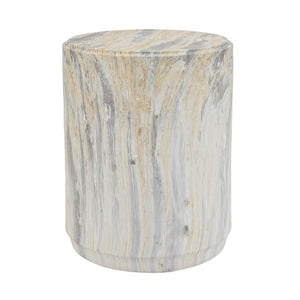 English Elm D14.5x18.5 Faux Marble Cylinder Pedestal Stool Sculptural Stone Look Accent Table W2078P585039
