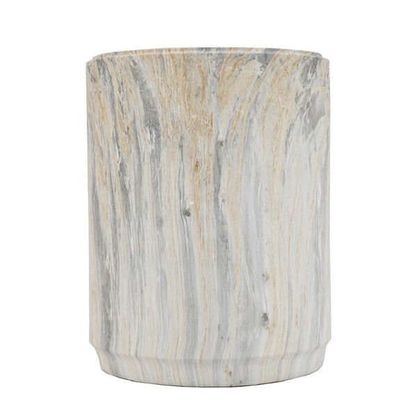 English Elm D14.5x18.5 Faux Marble Cylinder Pedestal Stool Sculptural Stone Look Accent Table W2078P585039