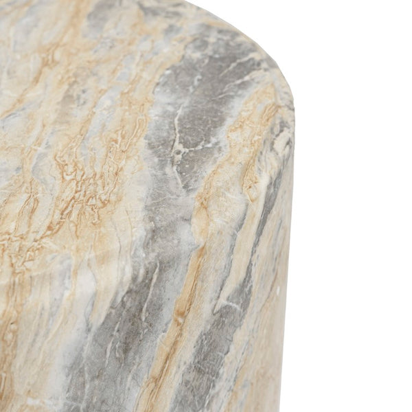 English Elm D14.5x18.5 Faux Marble Cylinder Pedestal Stool Sculptural Stone Look Accent Table W2078P585039