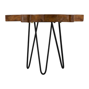English Elm 23.5X19.5x15.5 Reclaimed Teak Live Edge Side Table with Black Hairpin Legs Rustic Modern W2078P585646