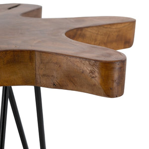 English Elm 23.5X19.5x15.5 Reclaimed Teak Live Edge Side Table with Black Hairpin Legs Rustic Modern W2078P585646