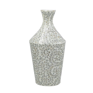 English Elm D11.8x24 Bamboo Paper Powder Floor Vase with Capiz Shell Floral Motif Coastal Boho Decor W2078P587492