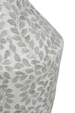 English Elm D11.8x24 Bamboo Paper Powder Floor Vase with Capiz Shell Floral Motif Coastal Boho Decor W2078P587492