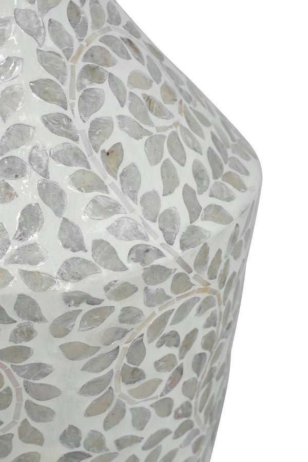 English Elm D11.8x24 Bamboo Paper Powder Floor Vase with Capiz Shell Floral Motif Coastal Boho Decor W2078P587492