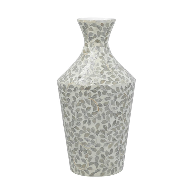 English Elm D9.8x19.7 Capiz Shell Floor Vase Bamboo Powder Sculptural Floral Coastal Decor W2078P587493