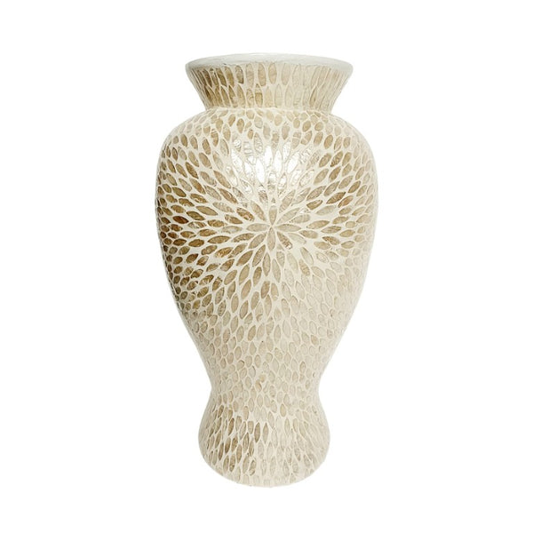 English Elm D13.4x24 Bamboo Floor Vase Iridescent Capiz Shell Coastal Sculptural Accent Piece W2078P587494