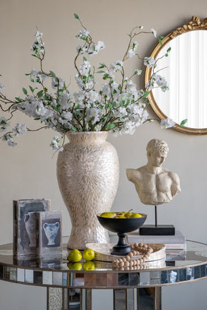 English Elm D13.4x24 Bamboo Floor Vase Iridescent Capiz Shell Coastal Sculptural Accent Piece W2078P587494