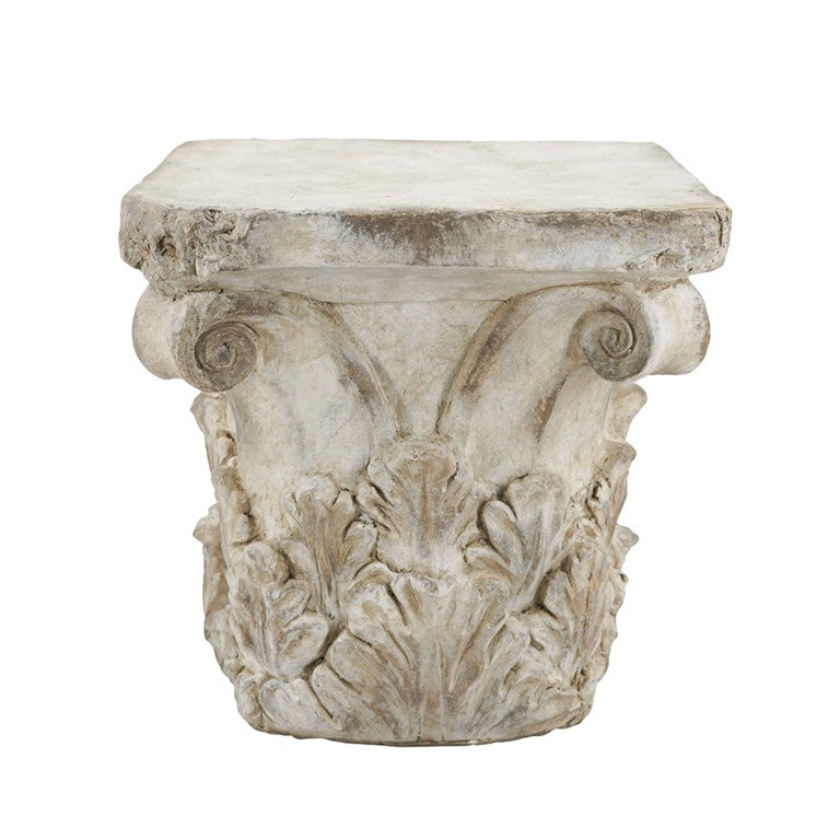 English Elm 18X18x18 Greco-Roman Corinthian Pedestal Weathered Composite Stone Finish Plant Stand W2078P603291