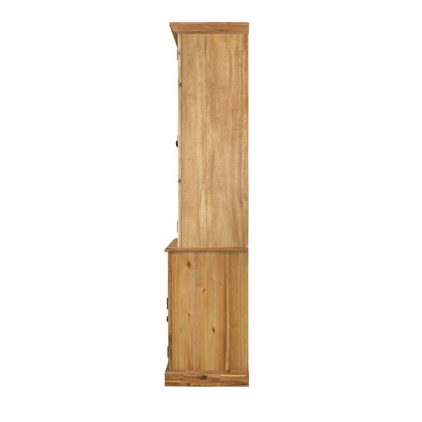 English Elm 39.4X18x83 Farmhouse Acacia Wood Tall Cabinet with Glass Panels for Entryway Storage W2078S00009