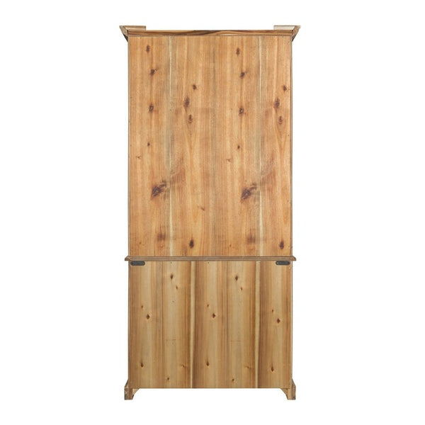 English Elm 39.4X18x83 Farmhouse Acacia Wood Tall Cabinet with Glass Panels for Entryway Storage W2078S00009