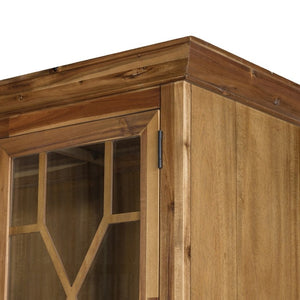 English Elm 39.4X18x83 Farmhouse Acacia Wood Tall Cabinet with Glass Panels for Entryway Storage W2078S00009