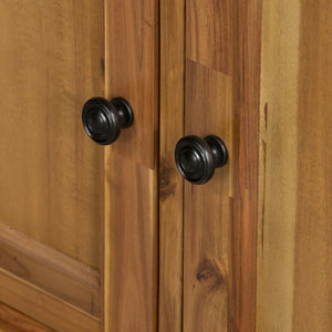 English Elm 39.4X18x83 Farmhouse Acacia Wood Tall Cabinet with Glass Panels for Entryway Storage W2078S00009