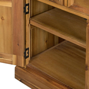 English Elm 39.4X18x83 Farmhouse Acacia Wood Tall Cabinet with Glass Panels for Entryway Storage W2078S00009
