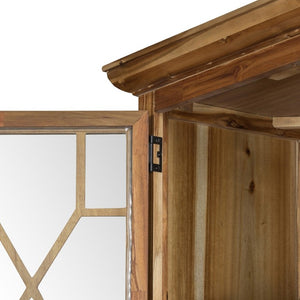 English Elm 39.4X18x83 Farmhouse Acacia Wood Tall Cabinet with Glass Panels for Entryway Storage W2078S00009