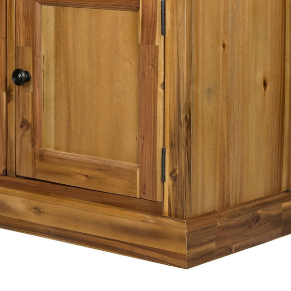 English Elm 39.4X18x83 Farmhouse Acacia Wood Tall Cabinet with Glass Panels for Entryway Storage W2078S00009