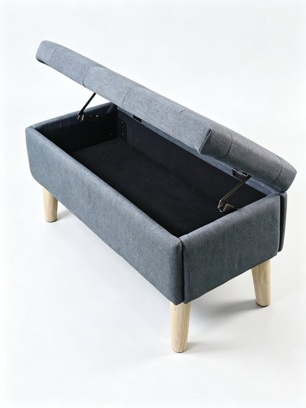 English Elm 32" Upholstered Storage Ottoman Bench with Tray Lid for Bedroom or Living Room W2082P503696