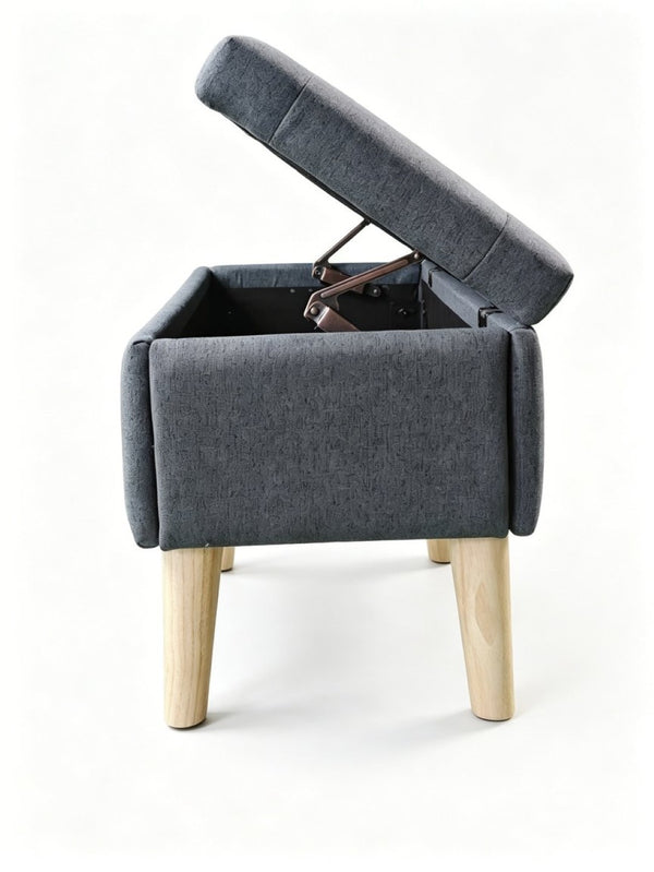 English Elm 32" Upholstered Storage Ottoman Bench with Tray Lid for Bedroom or Living Room W2082P503696