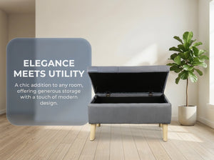 English Elm 32" Upholstered Storage Ottoman Bench with Tray Lid for Bedroom or Living Room W2082P503696