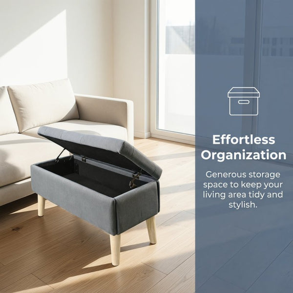 English Elm 32" Upholstered Storage Ottoman Bench with Tray Lid for Bedroom or Living Room W2082P503696