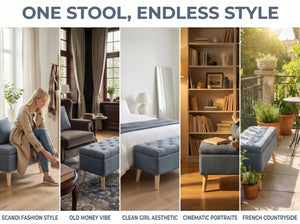 English Elm 32" Upholstered Storage Ottoman Bench with Tray Lid for Bedroom or Living Room W2082P503696