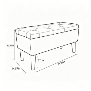 English Elm 32" Upholstered Storage Ottoman Bench with Tray Lid for Bedroom or Living Room W2082P503696
