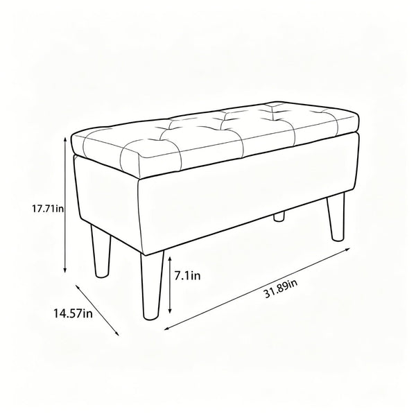 English Elm 32" Upholstered Storage Ottoman Bench with Removable Tray Lid for Bedroom or Living Room Brown W2082P503896