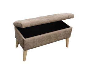 English Elm 32" Upholstered Storage Ottoman Bench with Removable Tray Lid for Bedroom or Living Room Brown W2082P503896