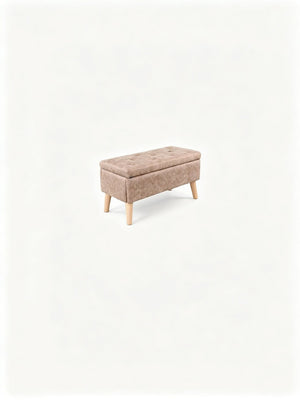 English Elm 32" Upholstered Storage Ottoman Bench with Removable Tray Lid for Bedroom or Living Room Brown W2082P503896