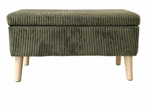English Elm 32 Inch Ribbed Corduroy Flip Top Storage Ottoman Bench with Natural Wood Legs Green W2082P504441