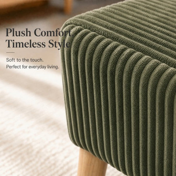 English Elm 32 Inch Ribbed Corduroy Flip Top Storage Ottoman Bench with Natural Wood Legs Green W2082P504441