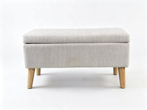 English Elm 32 Inch Ribbed Corduroy Flip Top Storage Ottoman Bench with Natural Wood Legs Beige W2082P504449