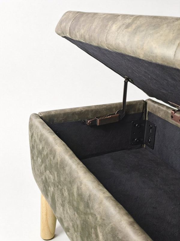 English Elm 32" Upholstered Storage Ottoman Bench with Removable Tray Lid for Bedroom or Living Room Green W2082P504454
