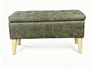 English Elm 32" Upholstered Storage Ottoman Bench with Removable Tray Lid for Bedroom or Living Room Green W2082P504454
