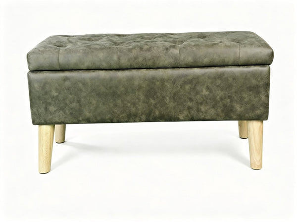 English Elm 32" Upholstered Storage Ottoman Bench with Removable Tray Lid for Bedroom or Living Room Green W2082P504454