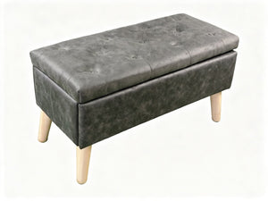 English Elm 32" Upholstered Storage Ottoman Bench with Removable Tray Lid for Bedroom or Living Room Black W2082P504467