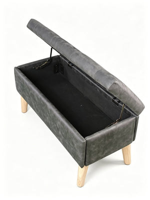 English Elm 32" Upholstered Storage Ottoman Bench with Removable Tray Lid for Bedroom or Living Room Black W2082P504467
