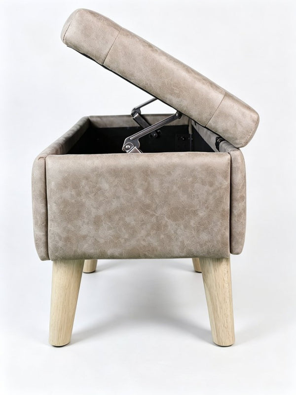 English Elm 32" Upholstered Storage Ottoman Bench with Removable Tray Lid for Bedroom or Living Room Grey W2082P504476