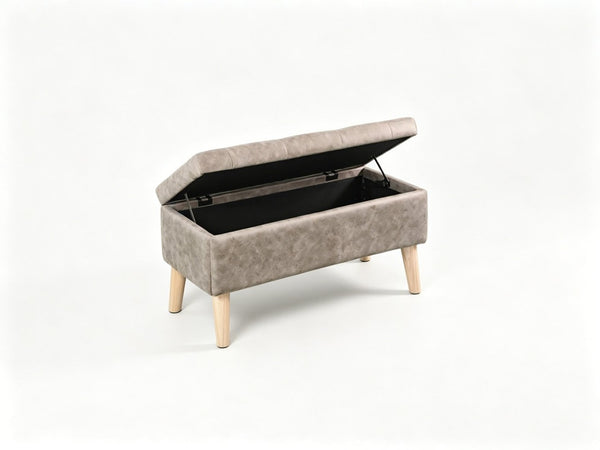 English Elm 32" Upholstered Storage Ottoman Bench with Removable Tray Lid for Bedroom or Living Room Grey W2082P504476