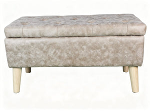 English Elm 32" Upholstered Storage Ottoman Bench with Removable Tray Lid for Bedroom or Living Room Grey W2082P504476