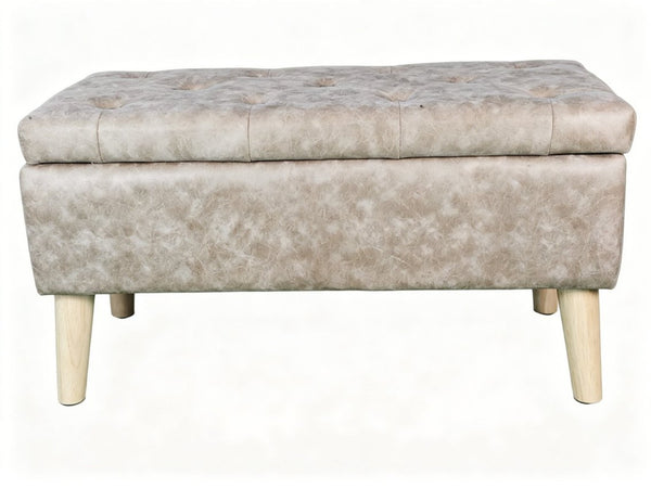 English Elm 32" Upholstered Storage Ottoman Bench with Removable Tray Lid for Bedroom or Living Room Grey W2082P504476