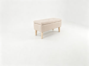 English Elm 32" Upholstered Storage Ottoman Bench with Tray Lid for Bedroom or Living Room Beige W2082P504477