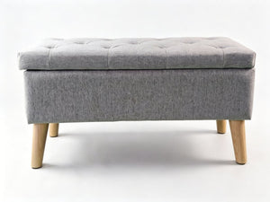 English Elm 32" Upholstered Storage Ottoman Bench with Tray Lid for Bedroom or Living Room Grey W2082P504478