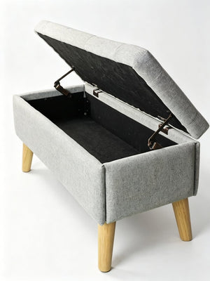 English Elm 32" Upholstered Storage Ottoman Bench with Tray Lid for Bedroom or Living Room Grey W2082P504478