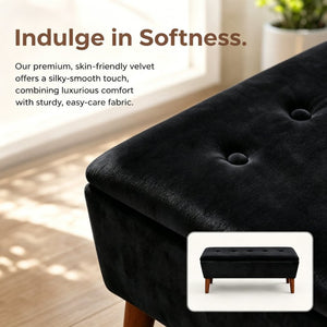 English Elm 42" Linen Upholstered Rectangular Bench Tapered Wood Legs Japandi Footrest Bedroom Entryway Black W2082P504529