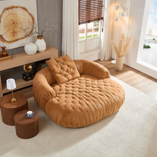 English Elm Modern Compact Lounge Chair with High Resilience Foam and Solid Wood Frame for Living Rooms Brown - A W2085P410581