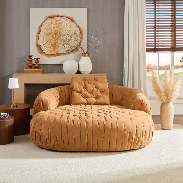 English Elm Modern Compact Lounge Chair with High Resilience Foam and Solid Wood Frame for Living Rooms Brown - A W2085P410581