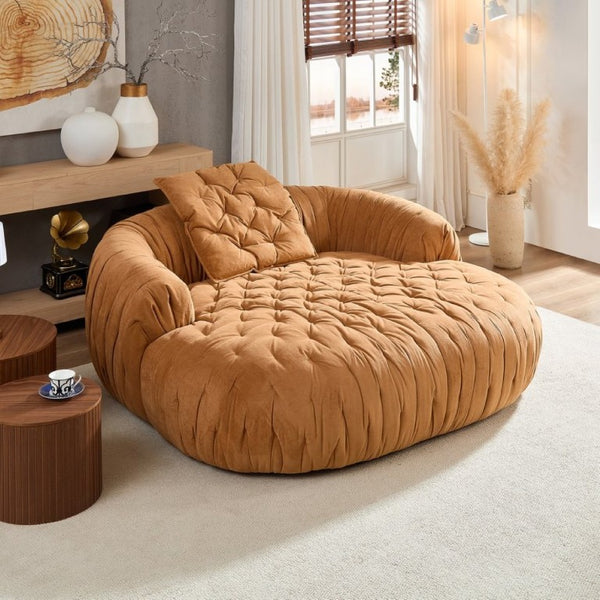 English Elm Modern Compact Lounge Chair with High Resilience Foam and Solid Wood Frame for Living Rooms Brown - A W2085P410581