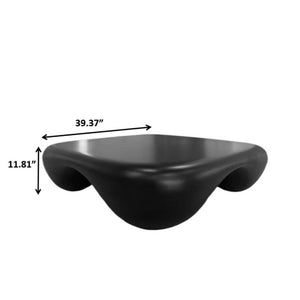 English Elm Modern Sculptural Arc Coffee Table Faux Travertine Matte Finish for Living Room Black W2085P444589