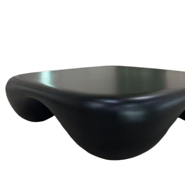 English Elm Modern Sculptural Arc Coffee Table Faux Travertine Matte Finish for Living Room Black W2085P444589