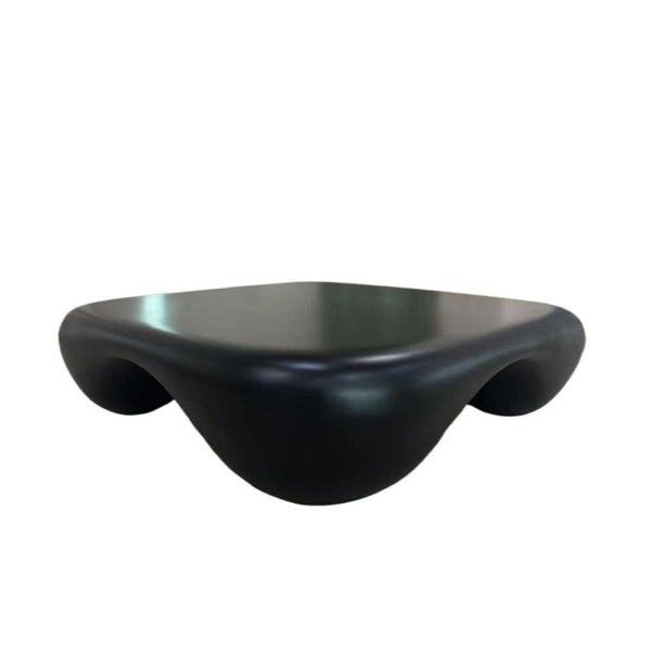 English Elm Modern Sculptural Arc Coffee Table Faux Travertine Matte Finish for Living Room Black W2085P444589